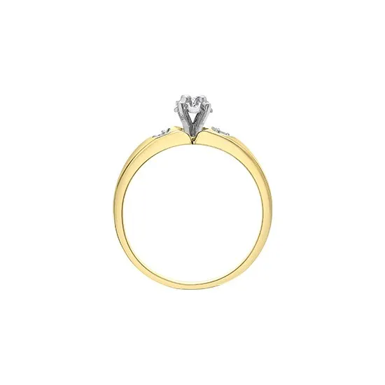 10K Yellow Gold (0.03ct) Diamond Promise Ring with Side Hearts