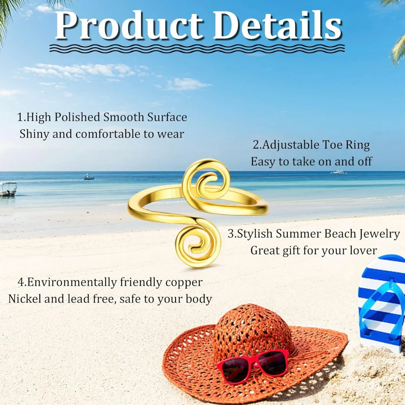 12pcs Gold Adjustable Toe Rings for Women – African-Inspired Summer Jewelry Set for Beach, Weddings, & Everyday Wear – Hypoallergenic, Stackable, and Stylish