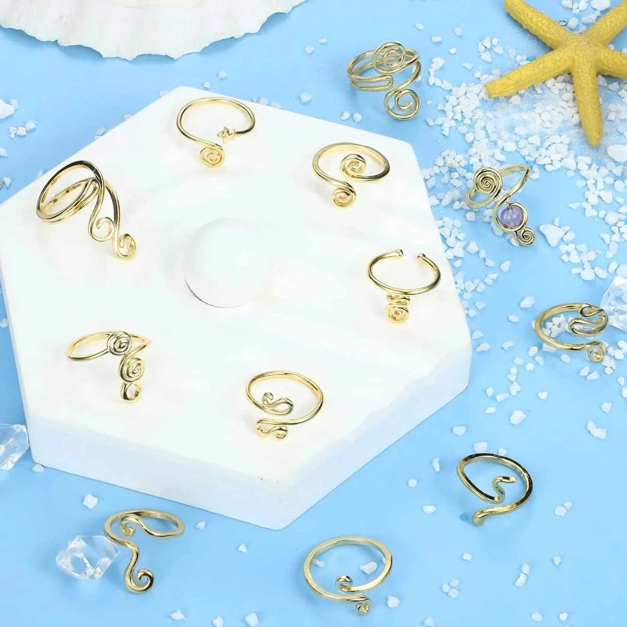 12pcs Gold Adjustable Toe Rings for Women – African-Inspired Summer Jewelry Set for Beach, Weddings, & Everyday Wear – Hypoallergenic, Stackable, and Stylish