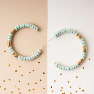 1301 - Beaded Hoop Earrings - Blue