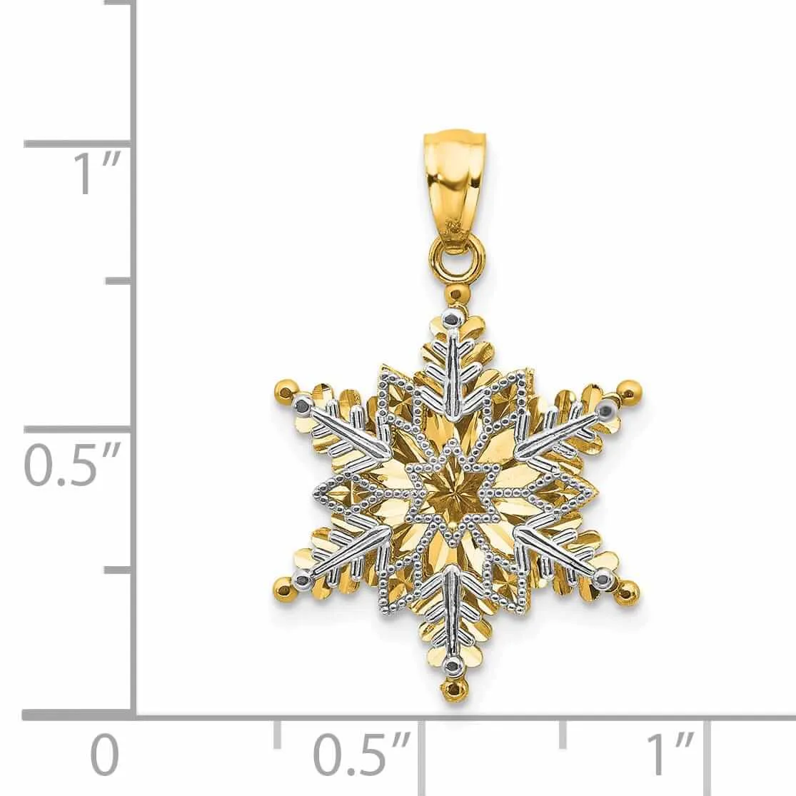 14 Two Tone Gold Open 2 Level Snowflake Pendant