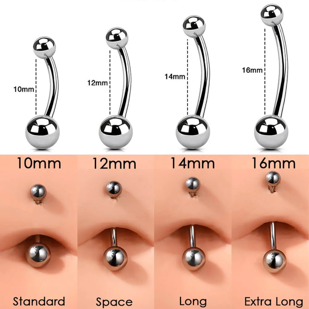 14G 10-16mm Titanium Internally Threaded Classic Belly Button Ring