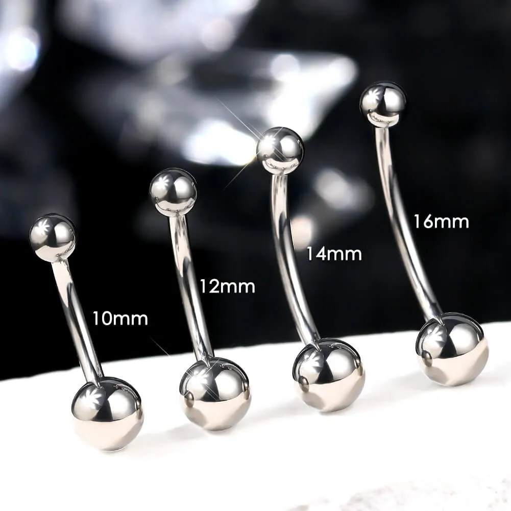 14G 10-16mm Titanium Internally Threaded Classic Belly Button Ring