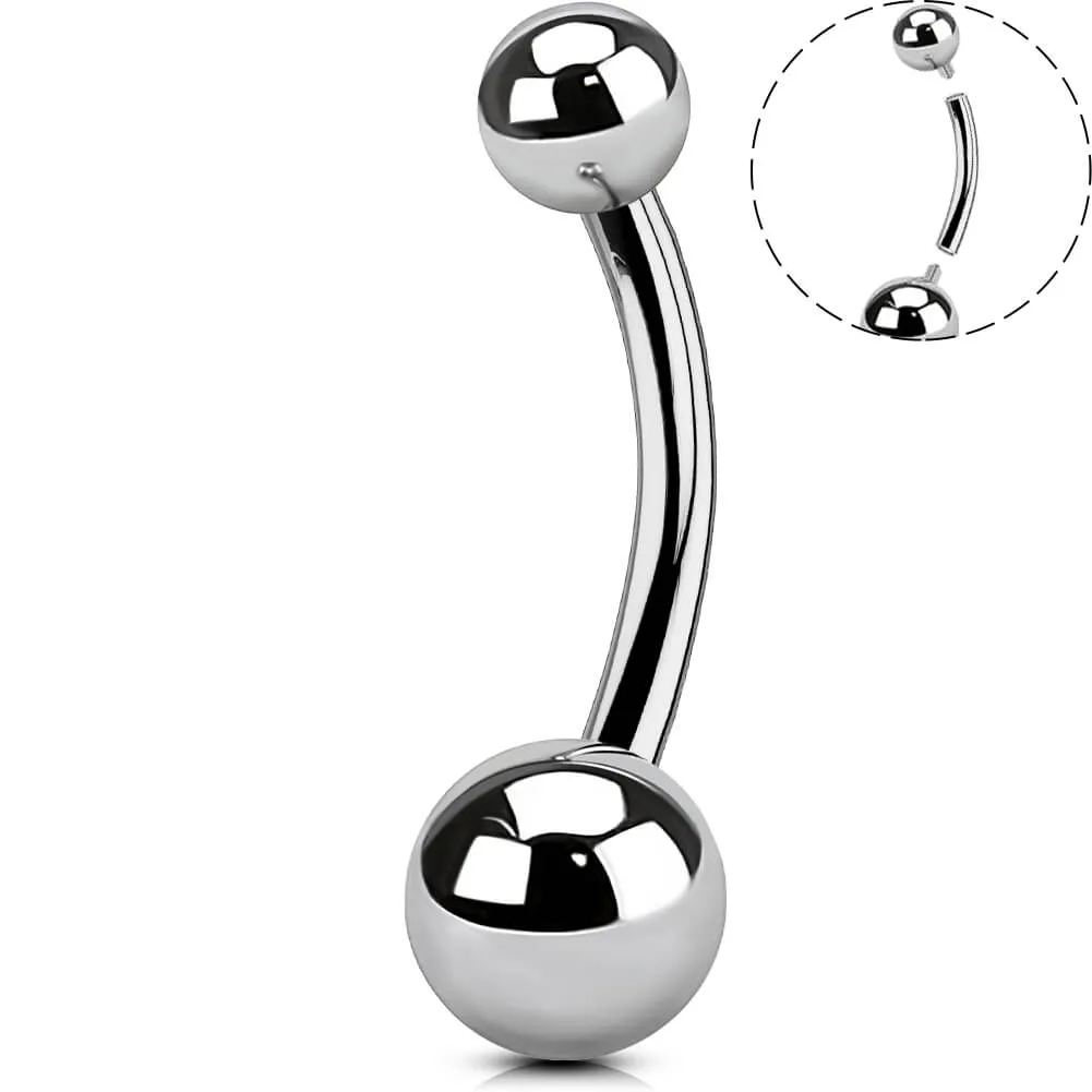 14G 10-16mm Titanium Internally Threaded Classic Belly Button Ring