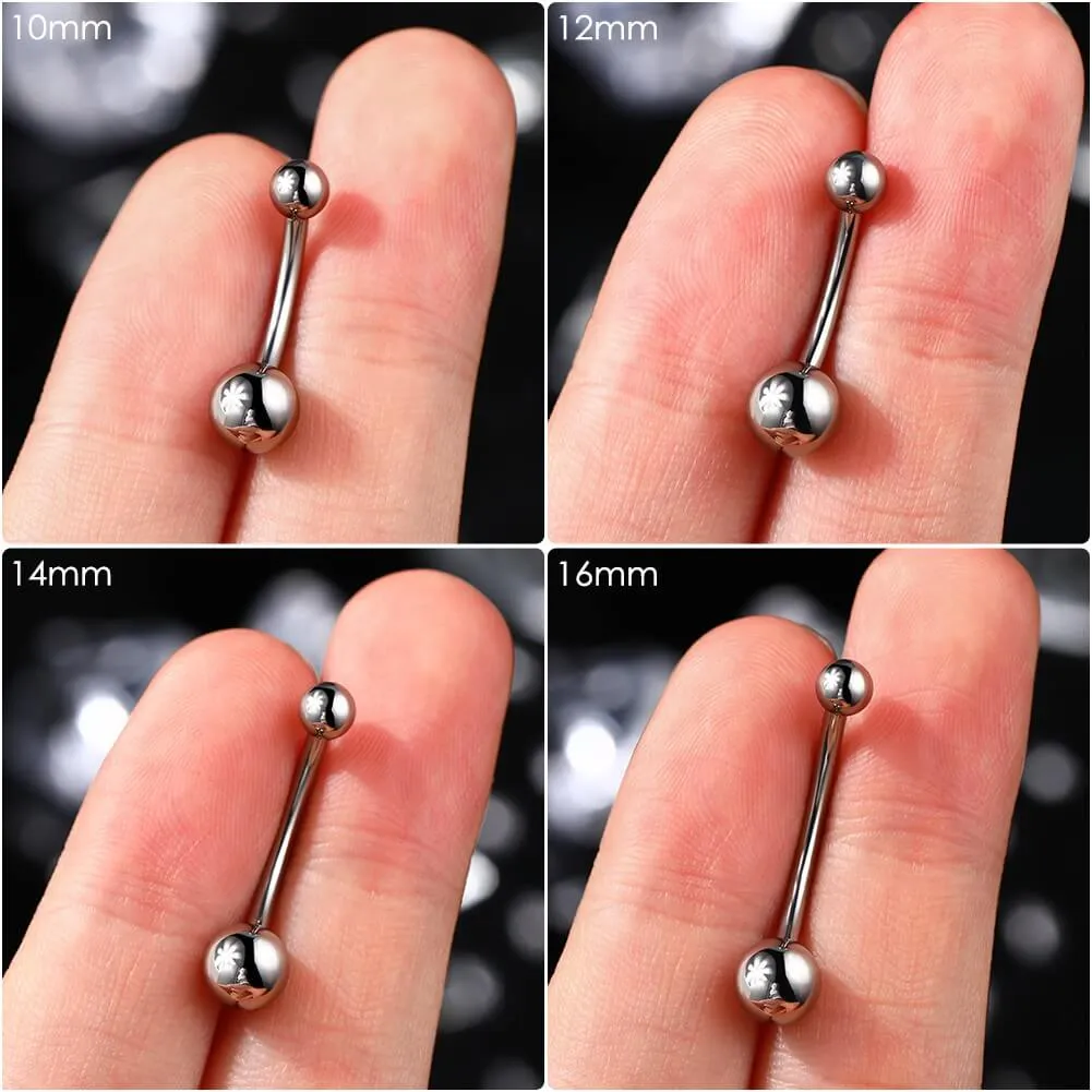 14G 10-16mm Titanium Internally Threaded Classic Belly Button Ring