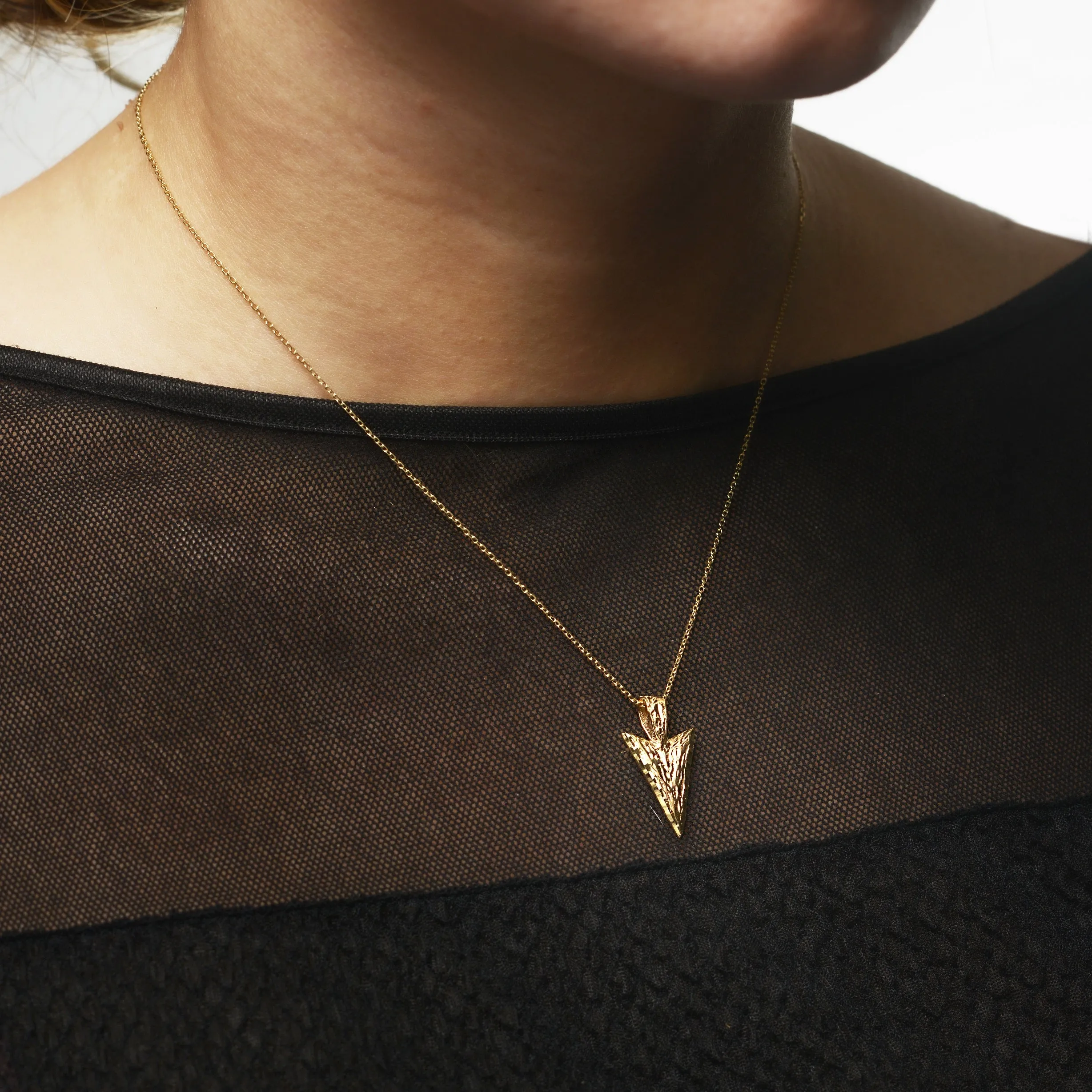 14K Arrow Head Pendant on 16" 14K Chain
