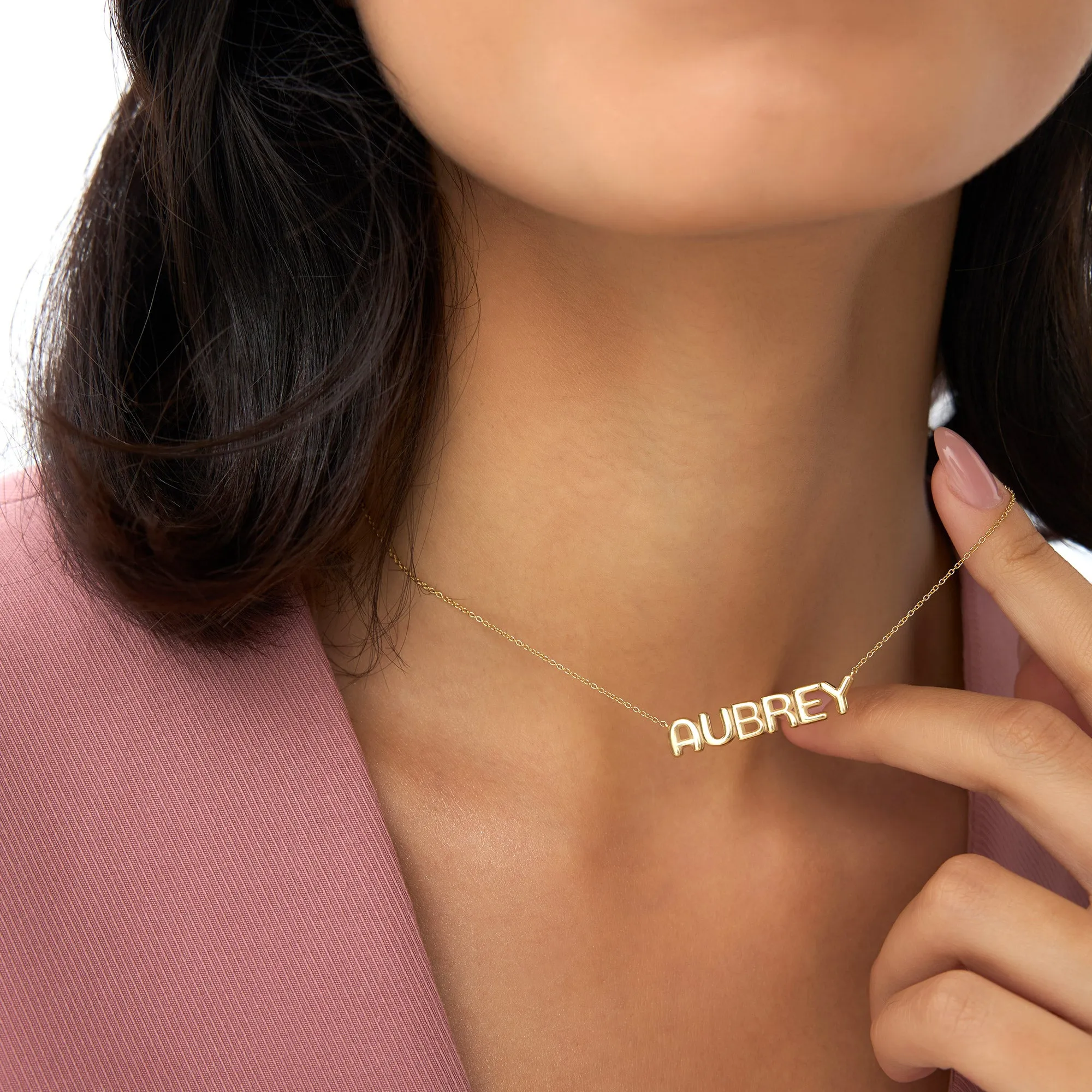 14K Bubble Name Necklace