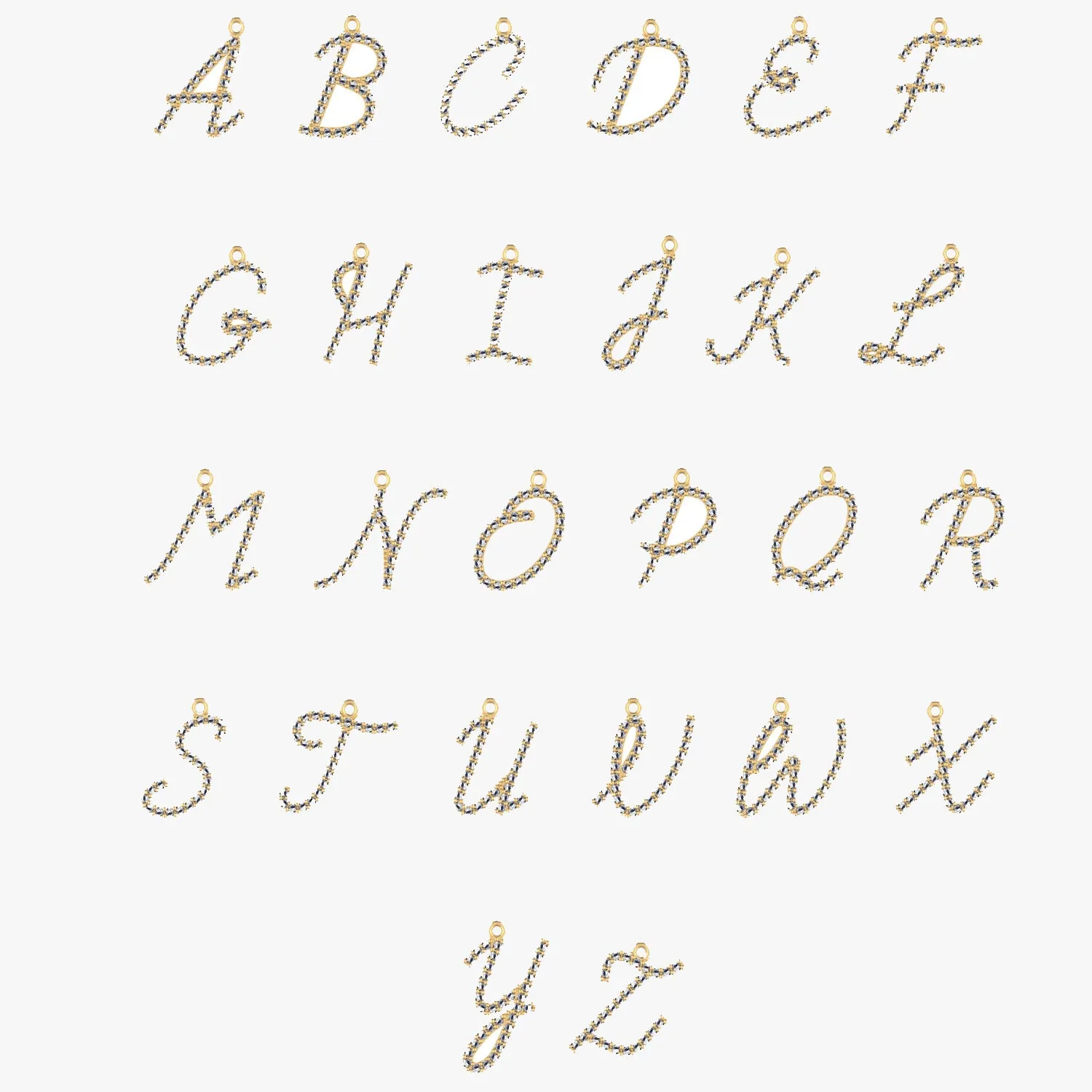 14k Diamond Script Initial Necklace