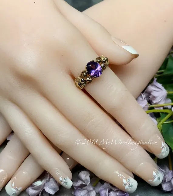 14K GF Alexandrite Color Change Stone Handmade Ring, US Size 8