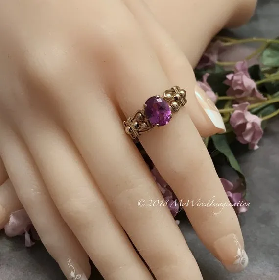 14K GF Alexandrite Color Change Stone Handmade Ring, US Size 8