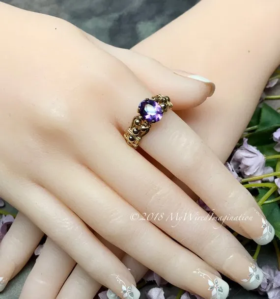 14K GF Alexandrite Color Change Stone Handmade Ring, US Size 8