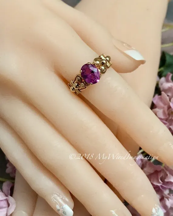 14K GF Alexandrite Color Change Stone Handmade Ring, US Size 8