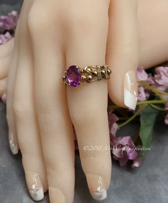 14K GF Alexandrite Color Change Stone Handmade Ring, US Size 8