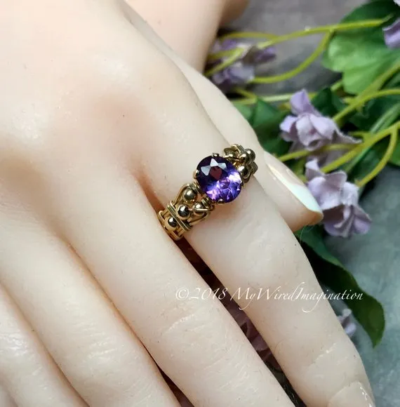 14K GF Alexandrite Color Change Stone Handmade Ring, US Size 8