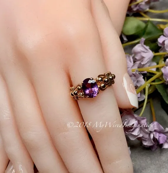 14K GF Alexandrite Color Change Stone Handmade Ring, US Size 8