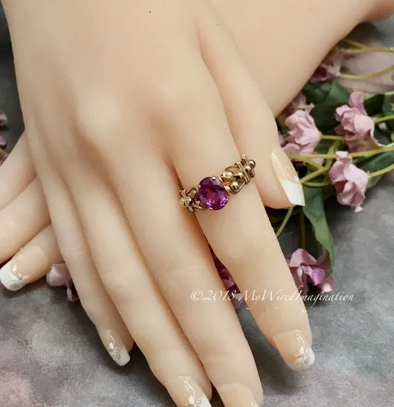 14K GF Alexandrite Color Change Stone Handmade Ring, US Size 8