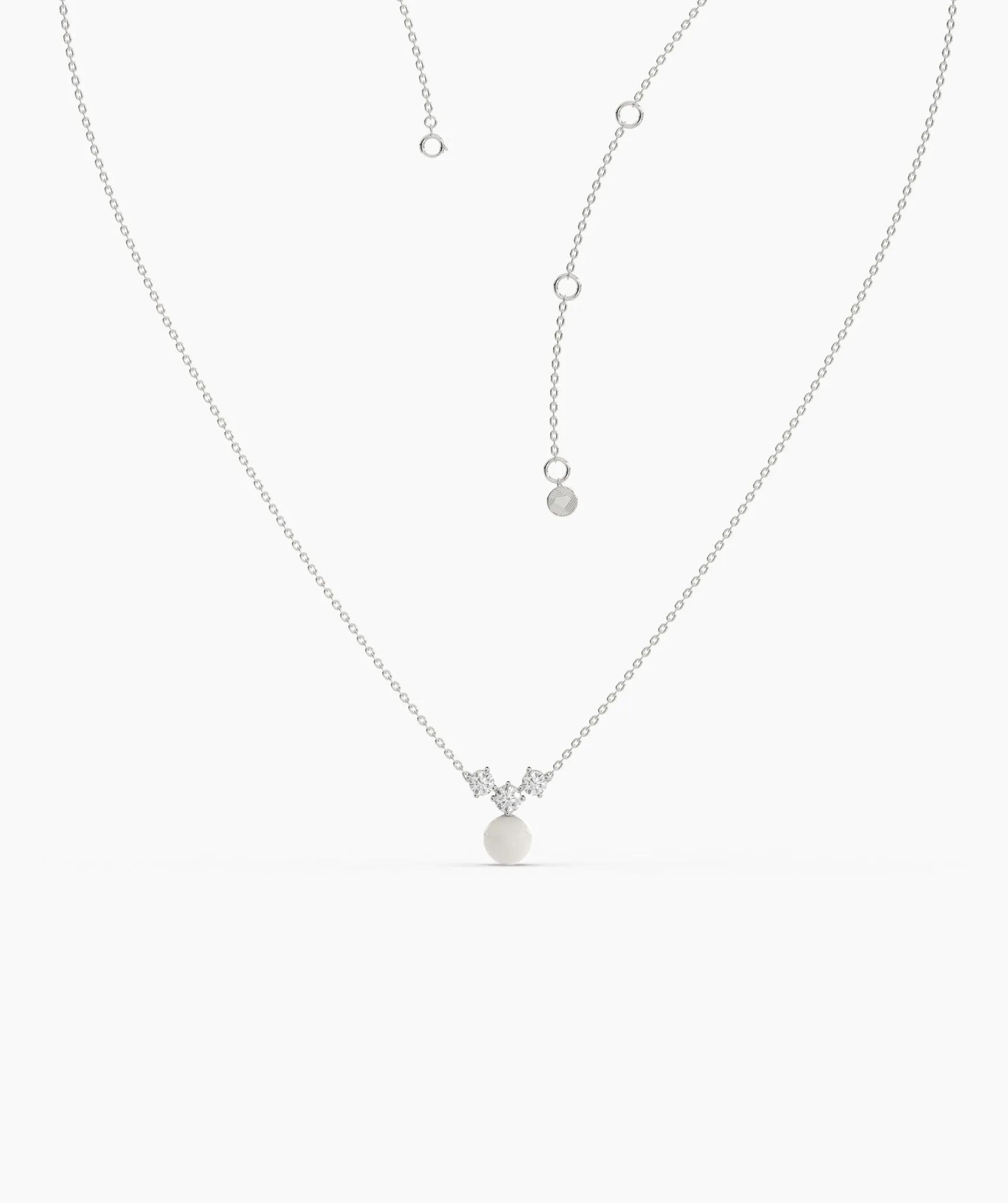 14K Gold Necklace with White Disc Pendant
