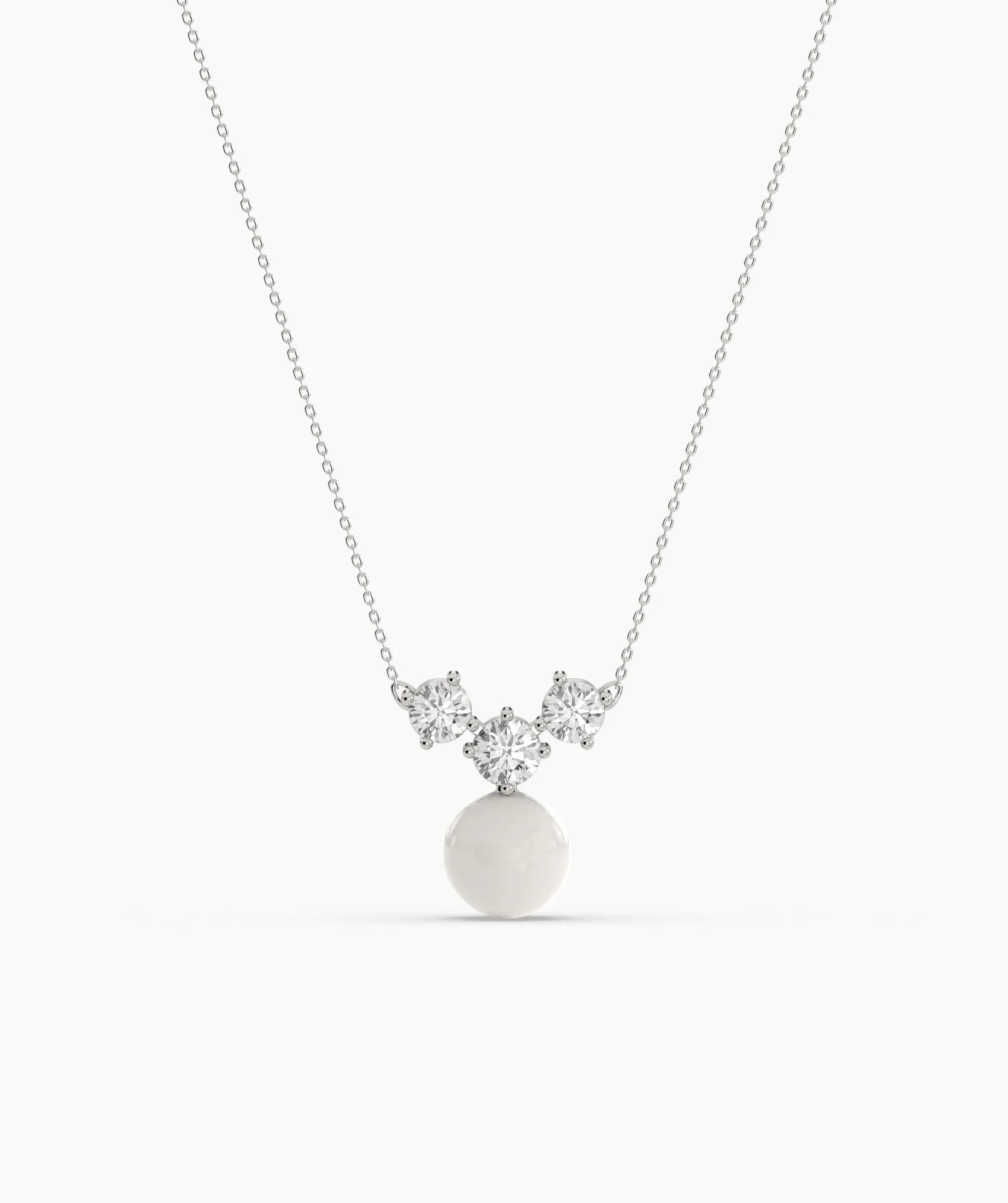 14K Gold Necklace with White Disc Pendant