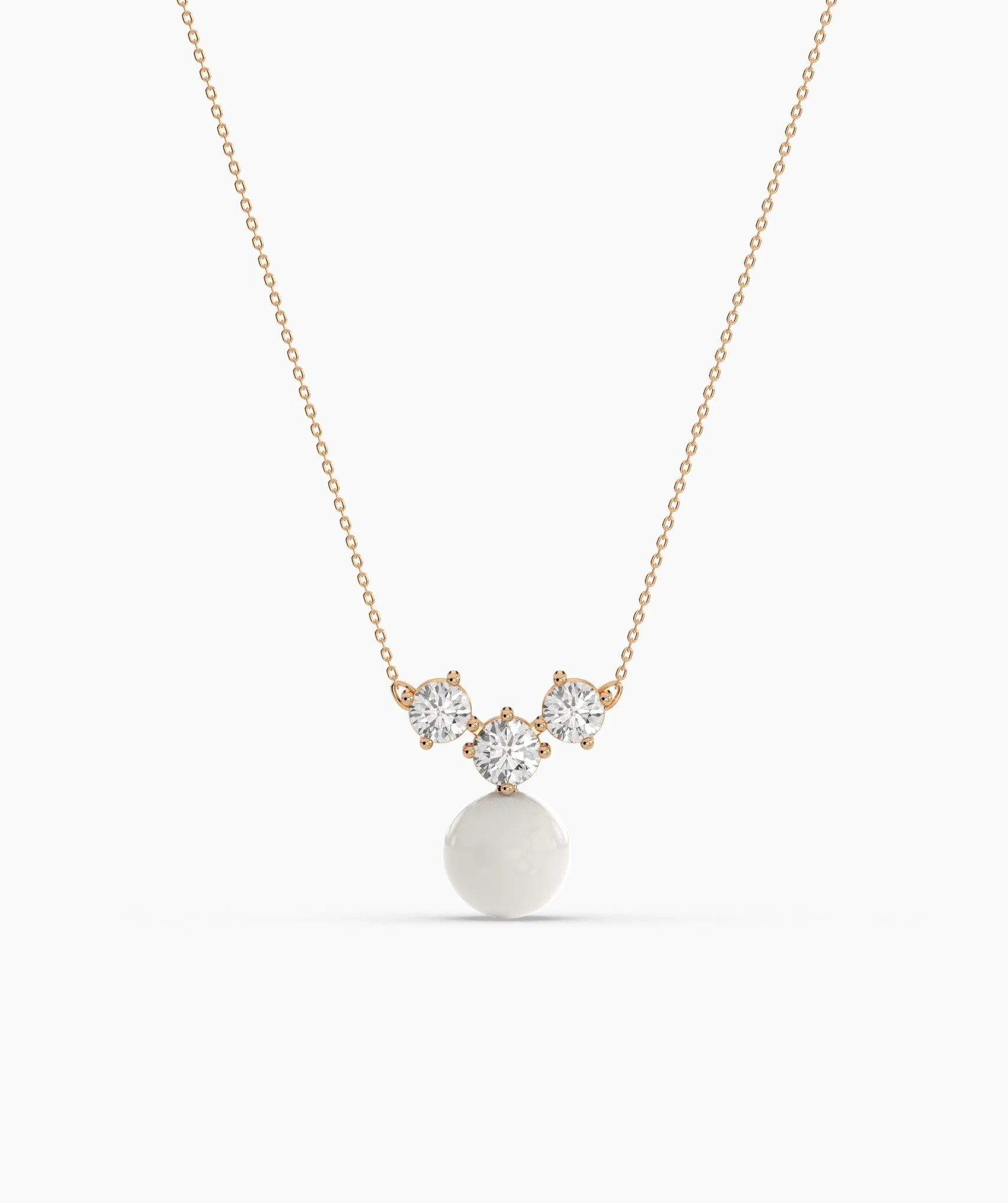 14K Gold Necklace with White Disc Pendant