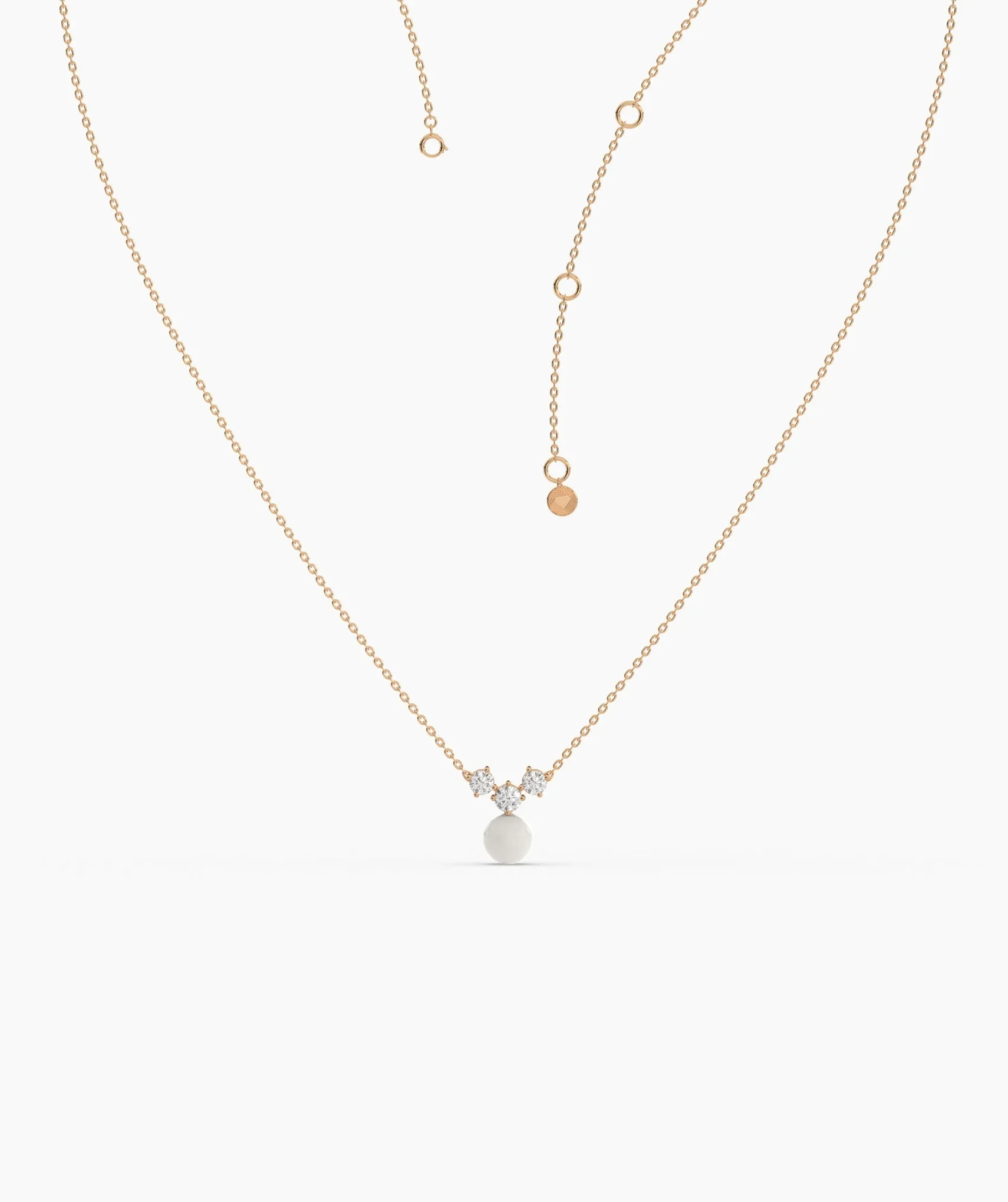 14K Gold Necklace with White Disc Pendant