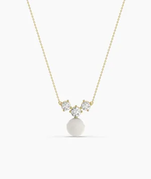 14K Gold Necklace with White Disc Pendant