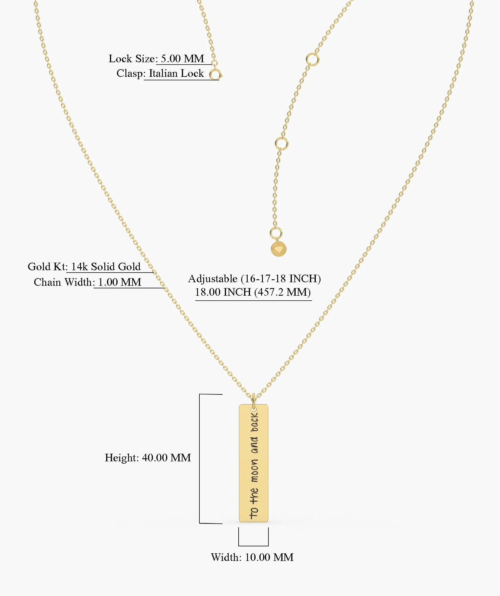 14K Gold Personalized Bar Necklace