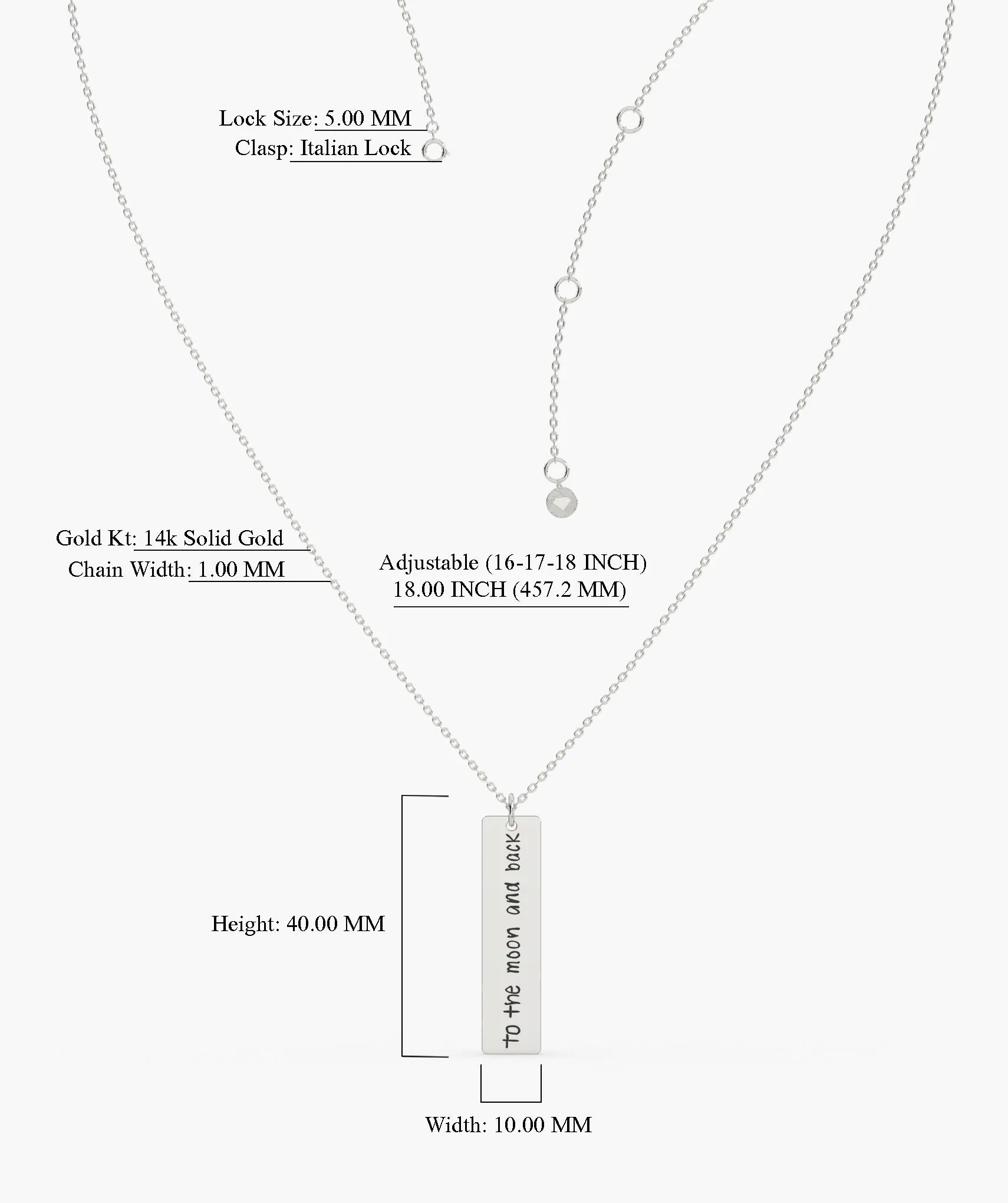 14K Gold Personalized Bar Necklace
