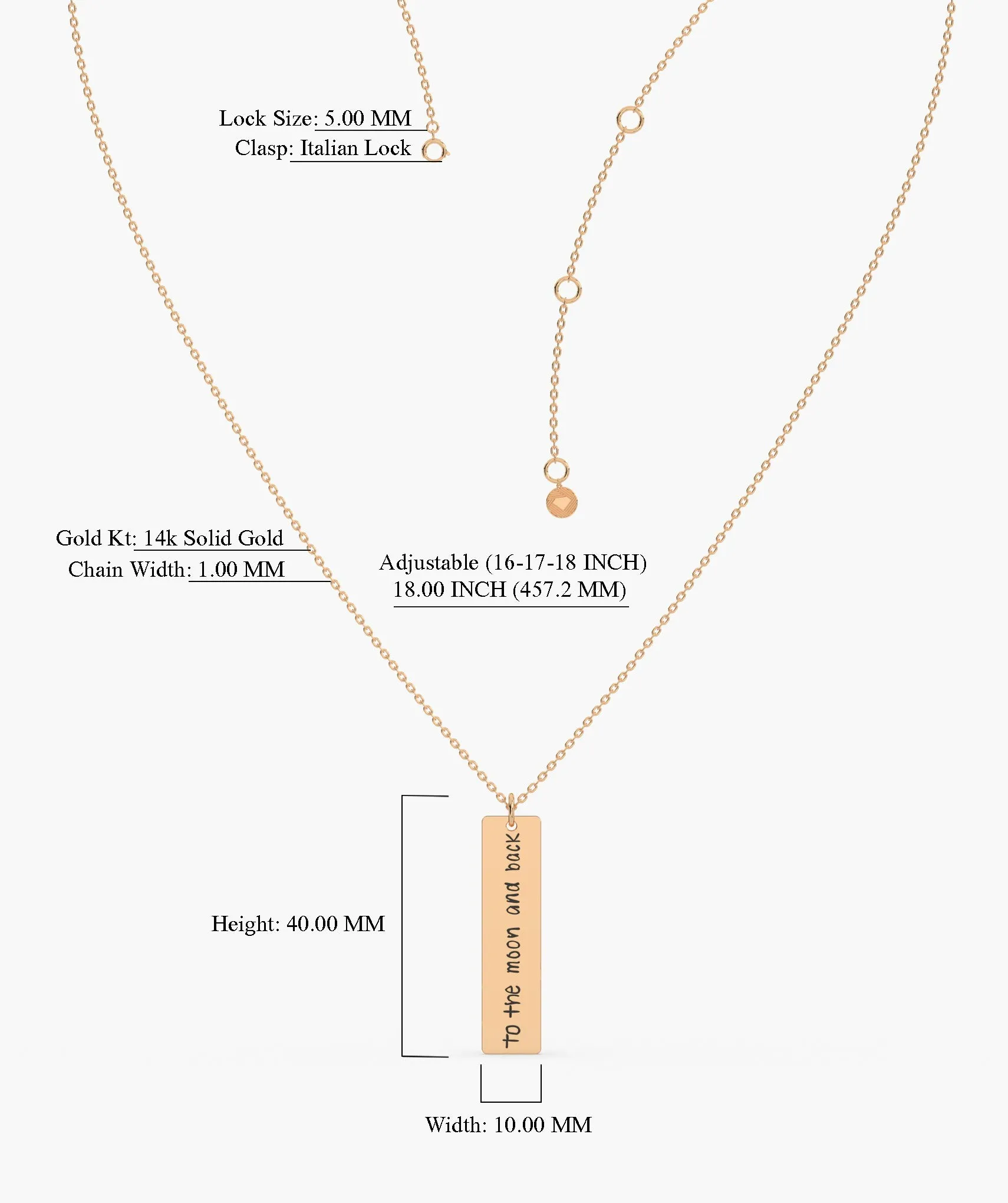 14K Gold Personalized Bar Necklace