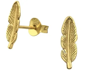 14K Gold Plated  Sterling Silver Feather Stud Earrings