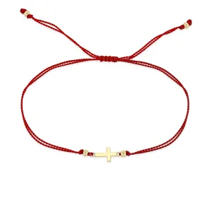 14k Midi Bitty Cross Cord Bracelet