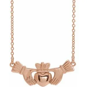 14K Rose Claddagh 16" Necklace