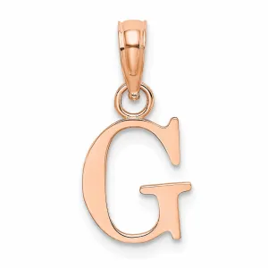 14K Rose Gold Block Design Small Letter G Initial Charm Pendant