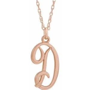 14K Rose Gold-Plated Sterling Silver Script Initial D 16-18" Necklace