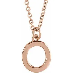 14K Rose Initial O Dangle 16" Necklace