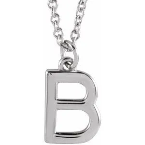 14K White Initial B Dangle 16" Necklace
