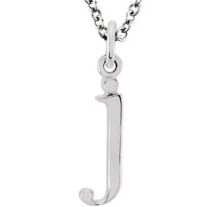 14K White Lowercase Initial j 16" Necklace