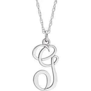 14K White Script Initial G 16-18" Necklace