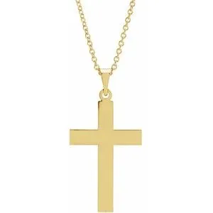 14K Yellow 22 x 14 mm Cross 18" Necklace