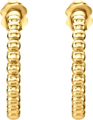 14k Yellow Gold 21mm Beaded Hoop Earrings