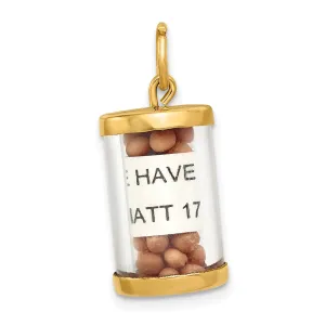 14K Yellow Gold 3-D Mustard Seeds Matthew 17 Scroll Capsule Pendant