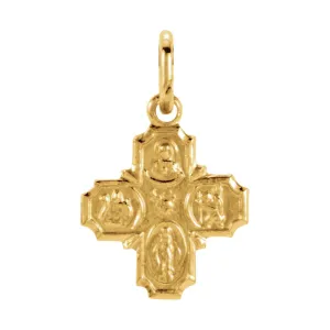 14k Yellow Gold 8x8mm Four-Way Cross Medal