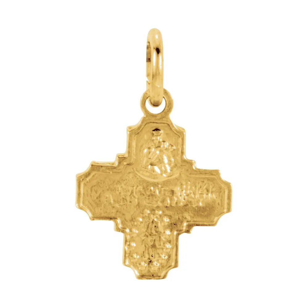 14k Yellow Gold 8x8mm Four-Way Cross Medal