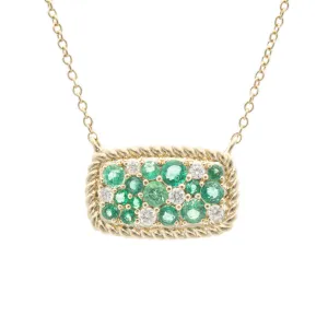 14k Yellow Gold Diamond and Emerald Pendant