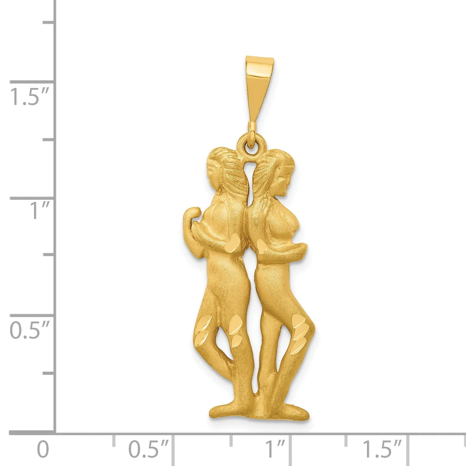 14k Yellow Gold Gemini Zodiac Charm Pendant