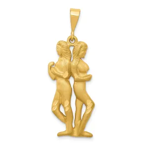 14k Yellow Gold Gemini Zodiac Charm Pendant