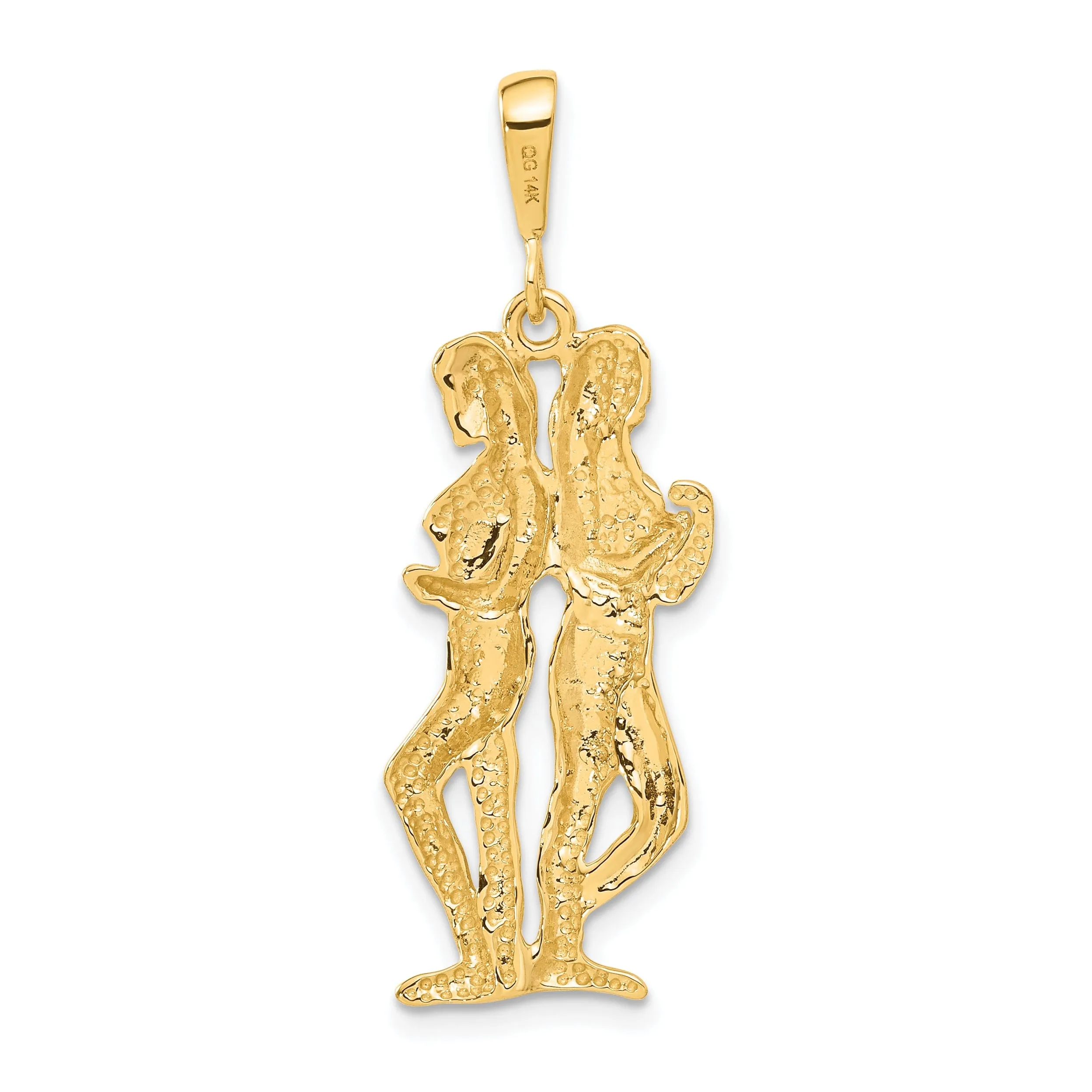 14k Yellow Gold Gemini Zodiac Charm Pendant