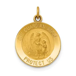 14k Yellow Gold Guardian Angel Medal Pendant