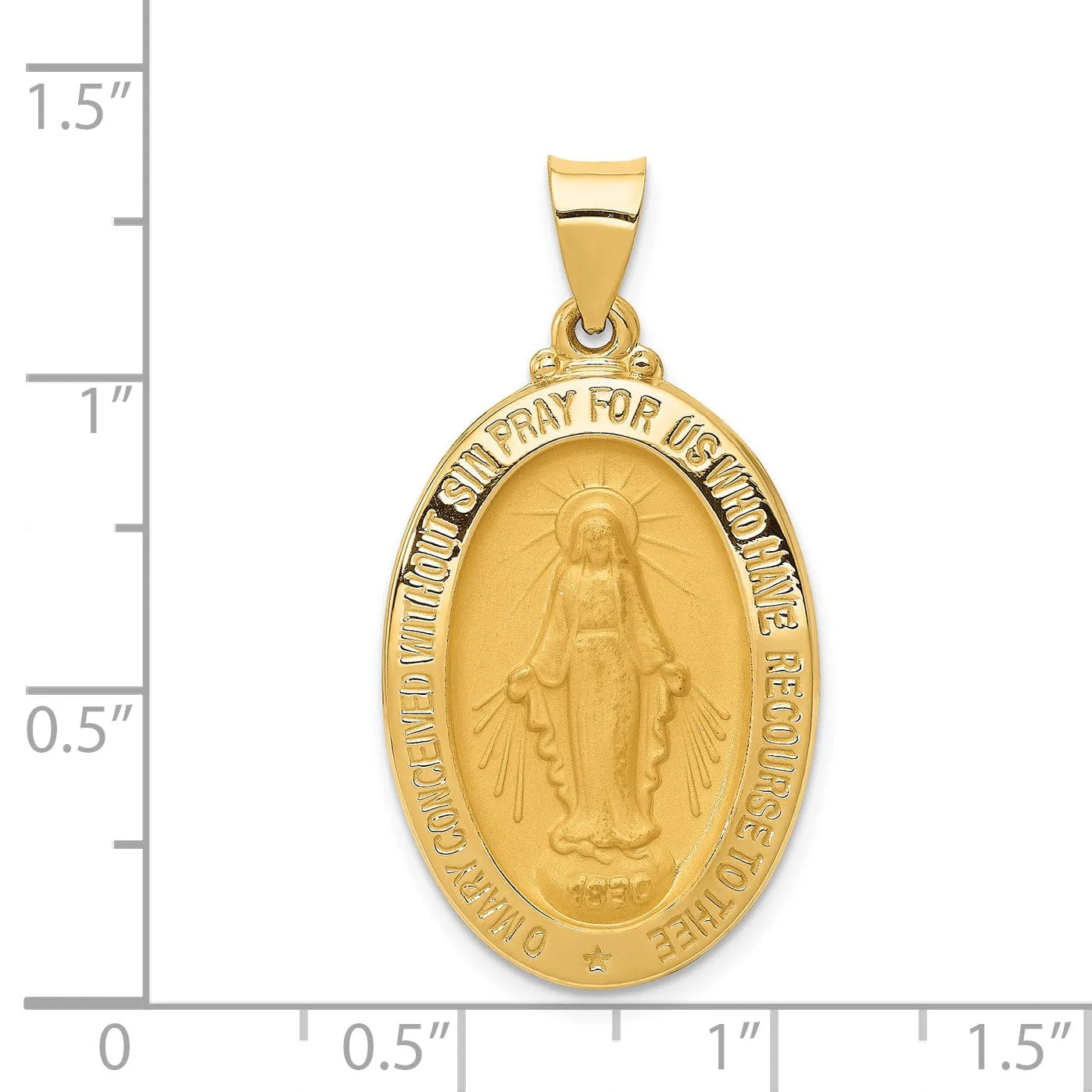 14k Yellow Gold Miraculous Medal Pendant