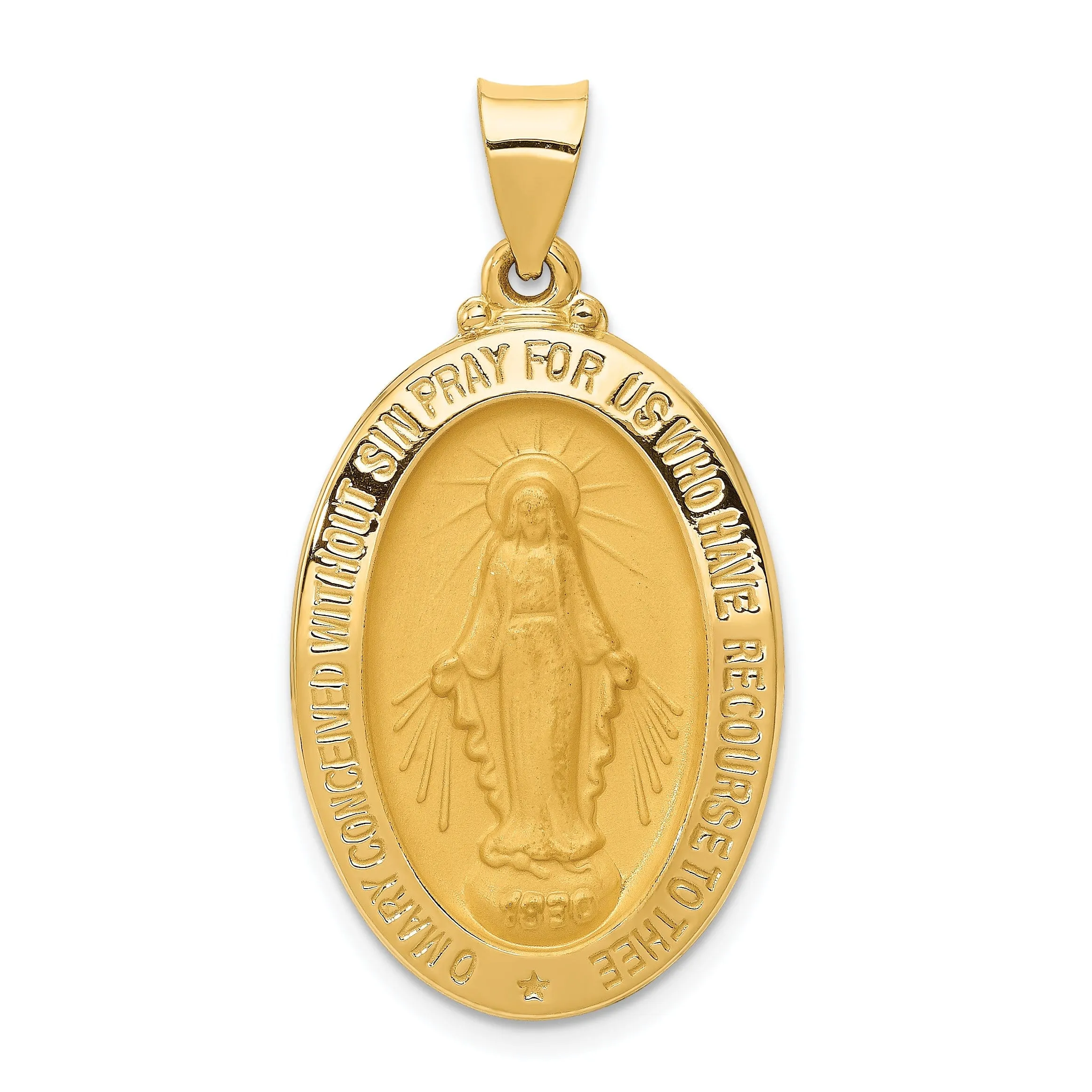 14k Yellow Gold Miraculous Medal Pendant