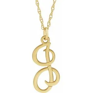 14K Yellow Gold-Plated Sterling Silver Script Initial I 16-18" Necklace